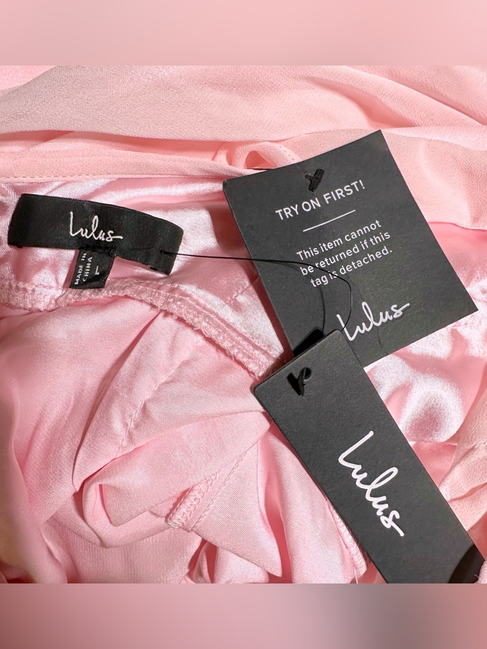 Lulus Dreamy Admiration Light Pink Ruffled Maxi Dress Size L NEW - Picture 2 of 11